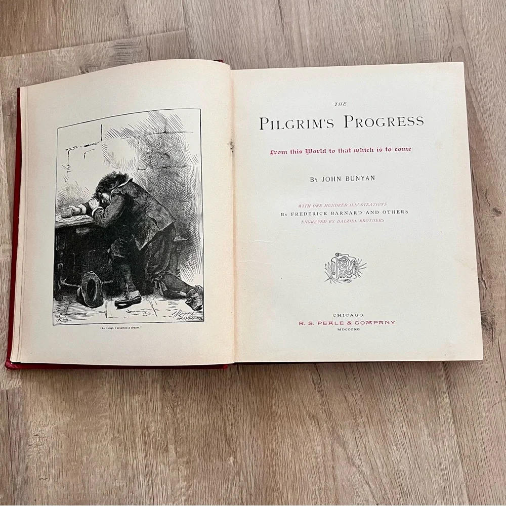 RARE Antique HC Book THE PILGRIM'S PROGRESS JOHN‎ BUNYAN Illustrated F. Barnard